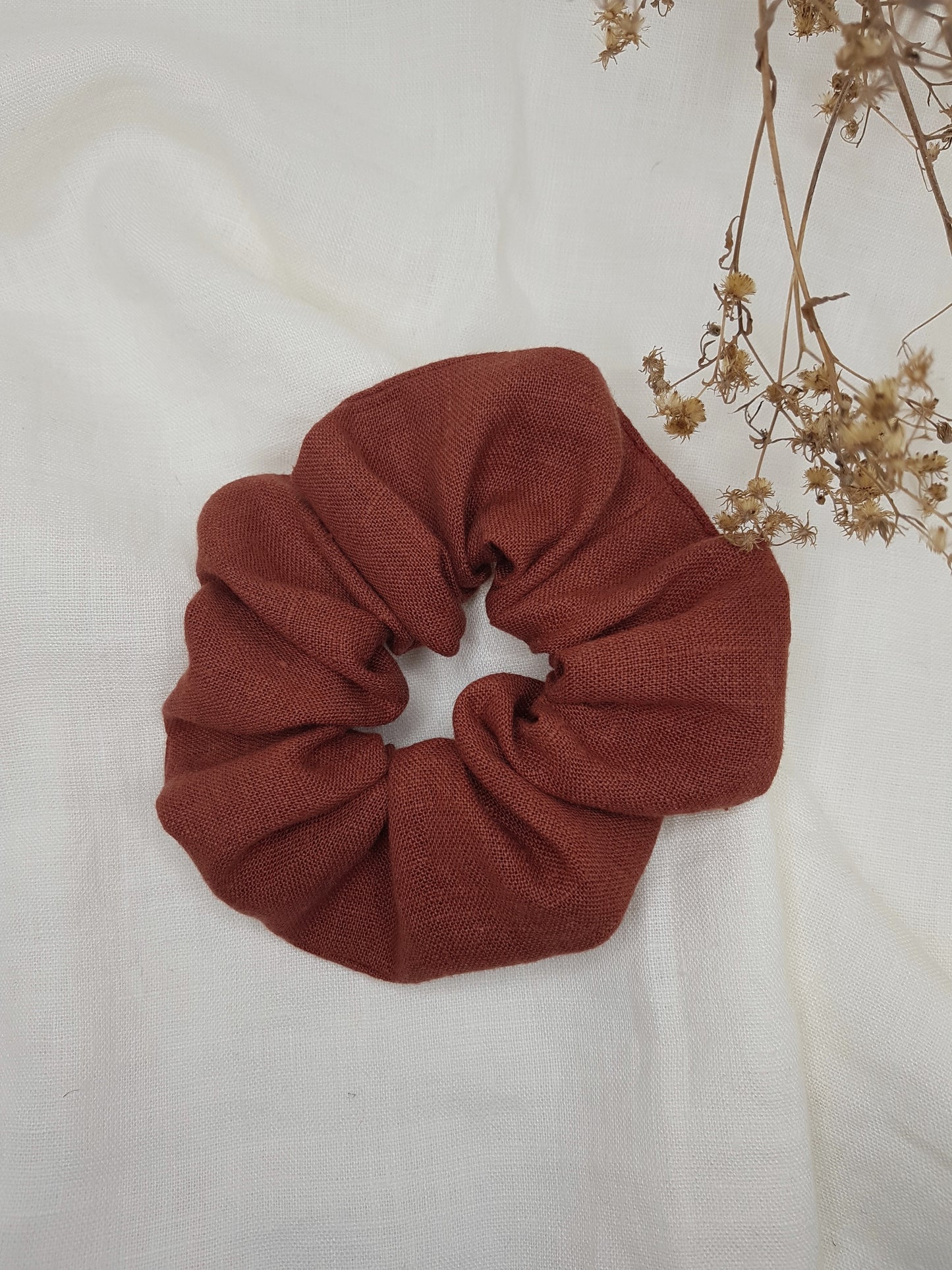 Terracotta linen scrunchie