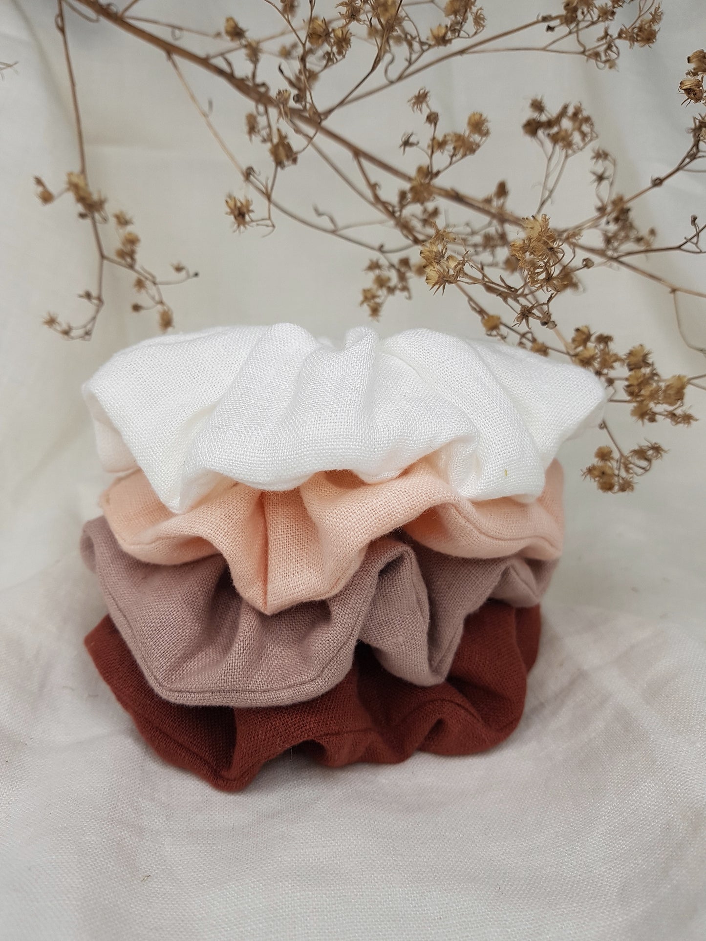 Terracotta linen scrunchie