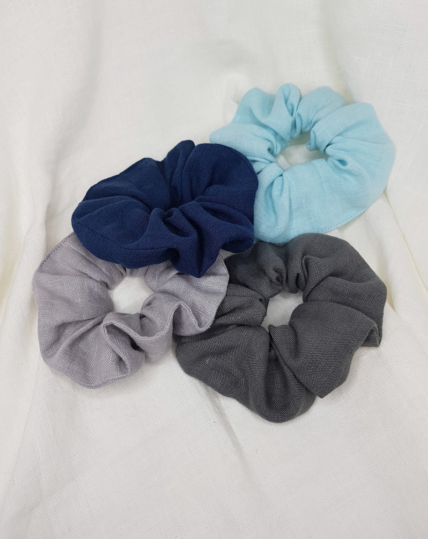 Deep blue linen scrunchie