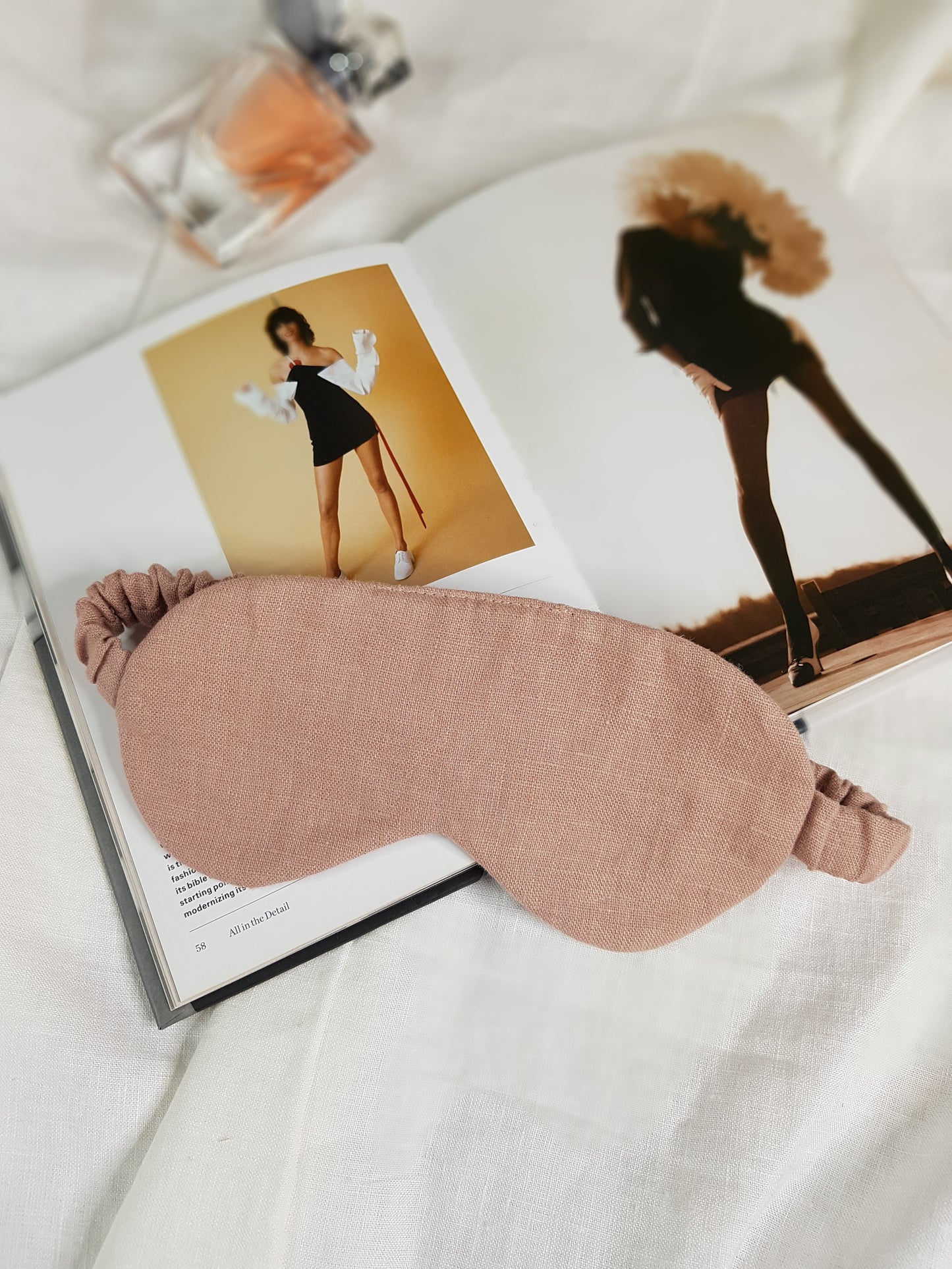 Dusty Pink linen sleeping mask