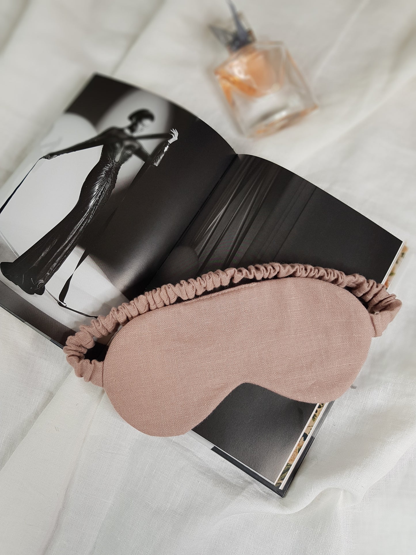 Dusty Pink linen sleeping mask