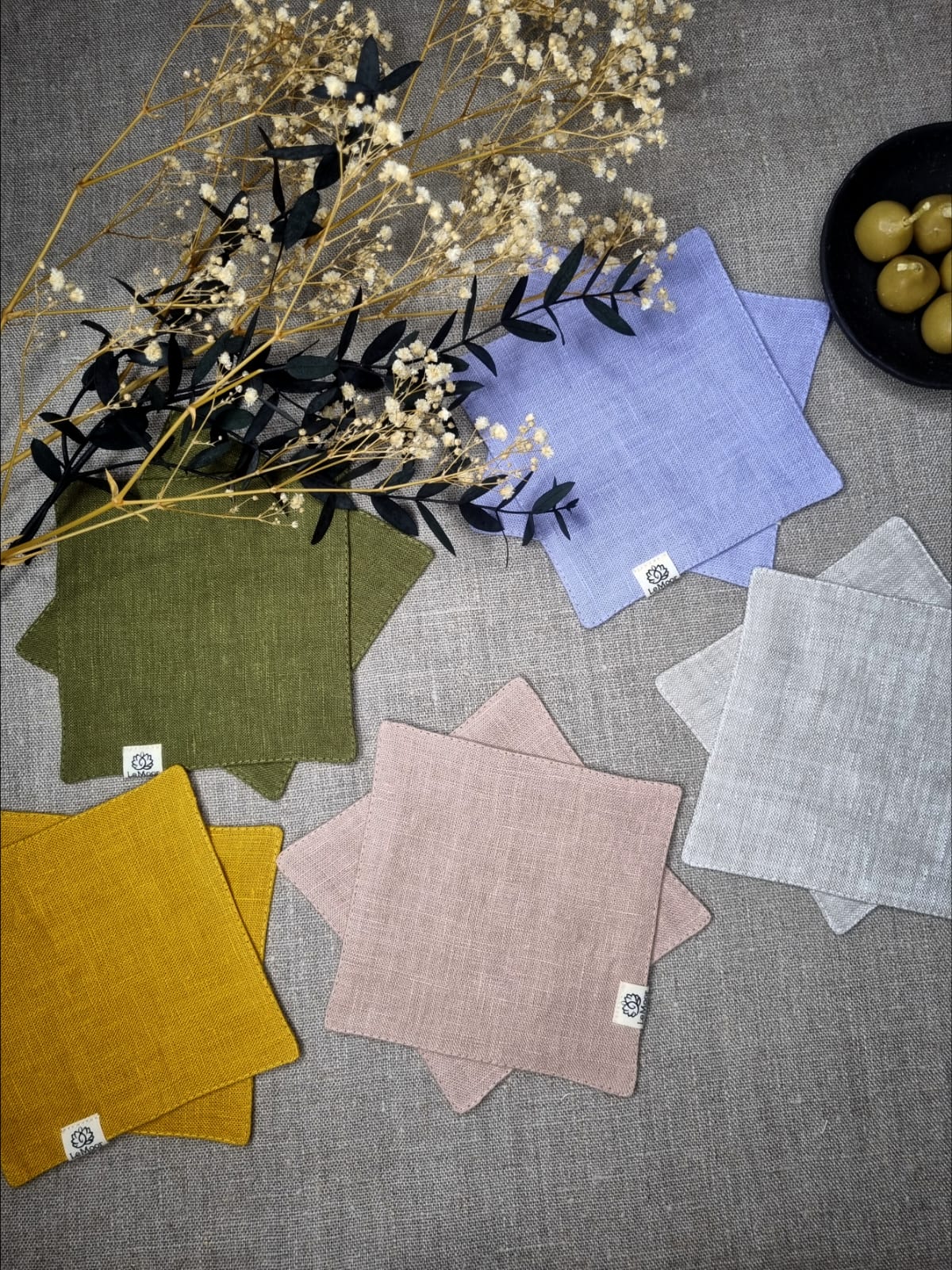 Lavender linen coasters