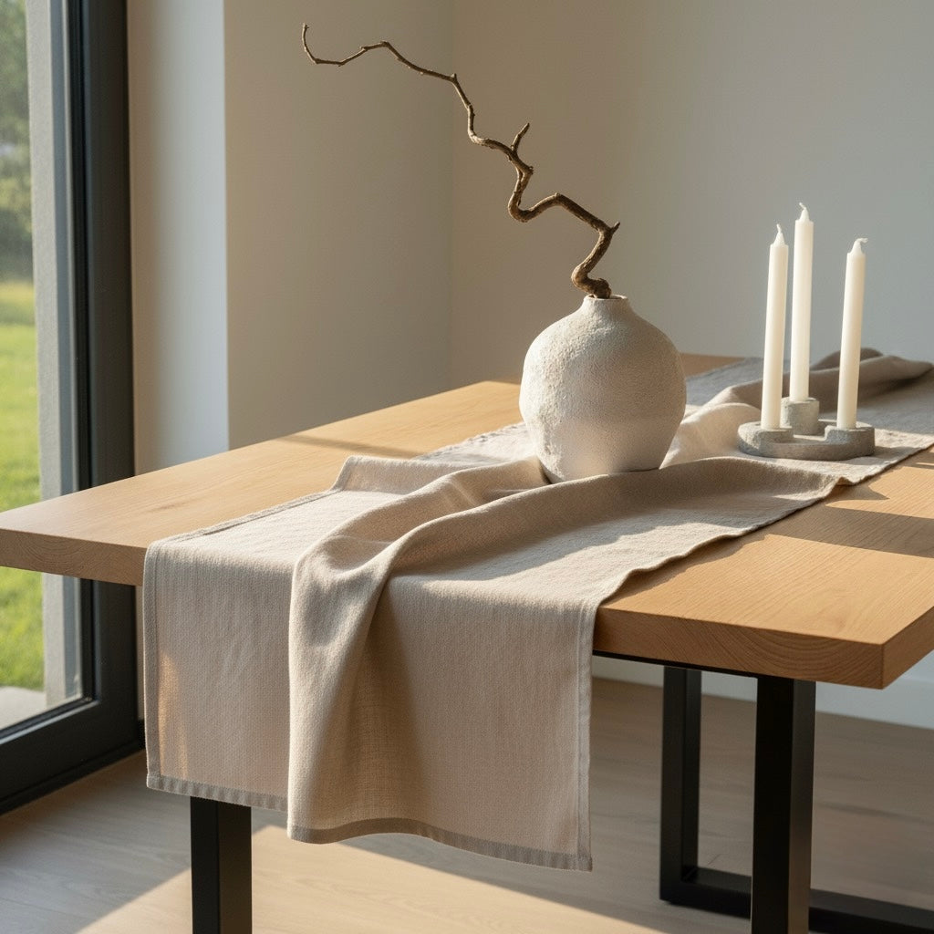 Washed Linen Table Runner – Soft, Rustic & Elegant for Dining Table in Terracotta