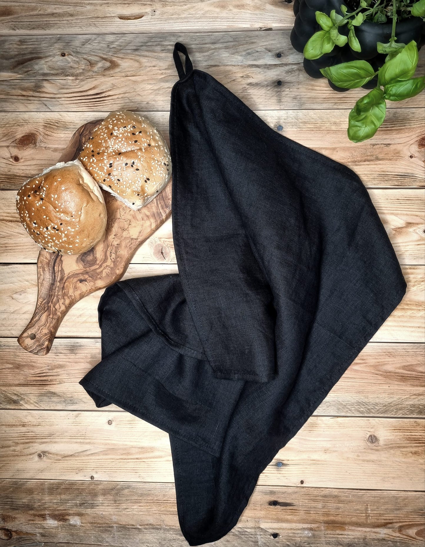 Black Linen Tea Towels