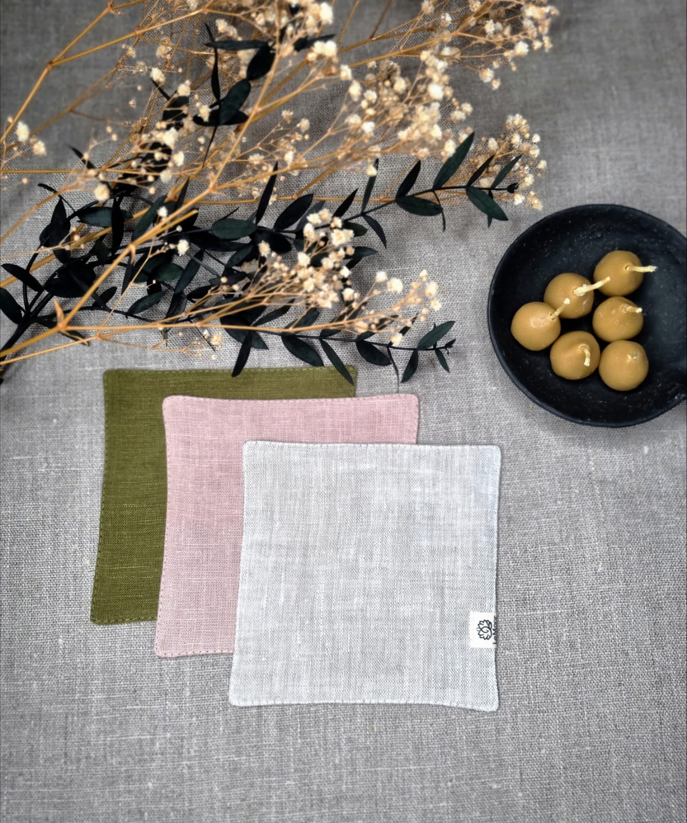 Dusty Pink linen coasters