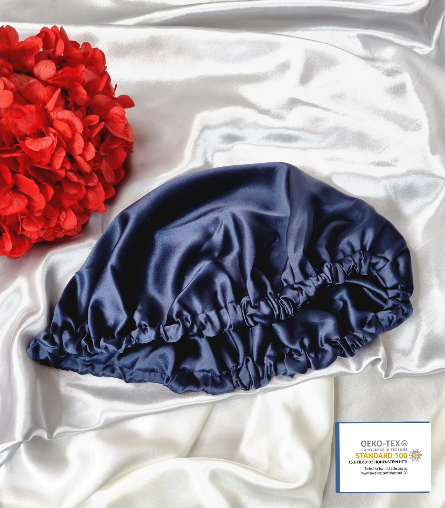 Navy Blue 100% Mulberry Silk Bonnet Hats