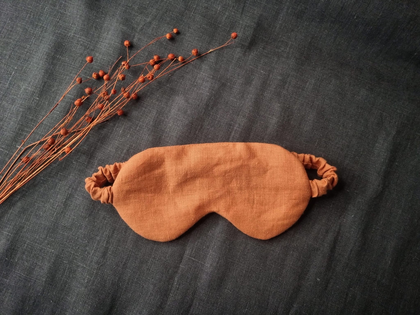 Orange linen sleeping mask