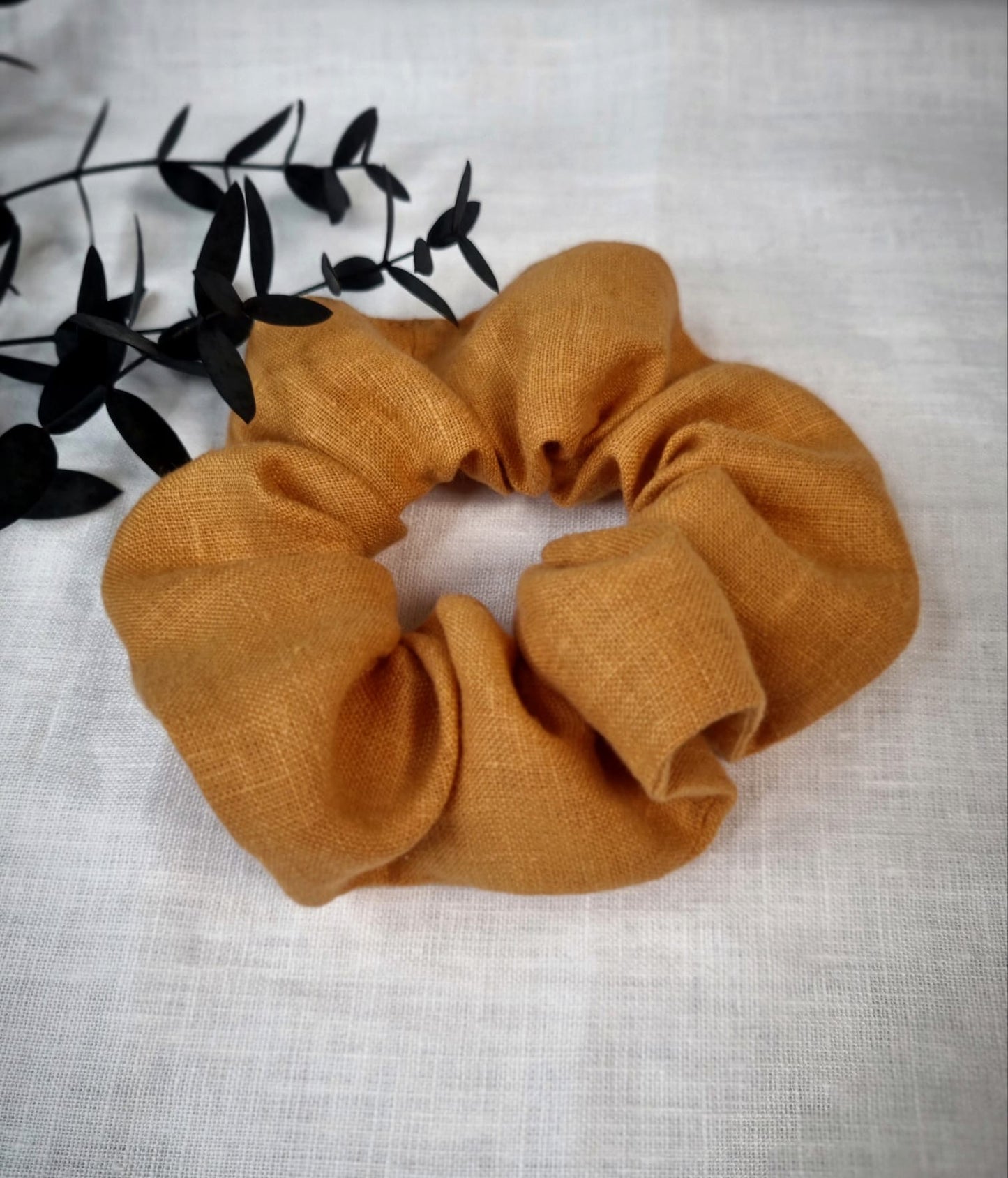 Navy Blue linen scrunchie