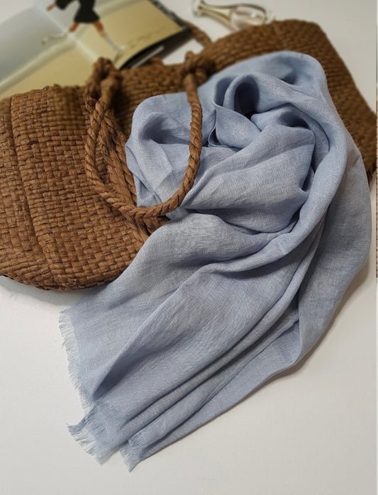 Light Blue linen scarf