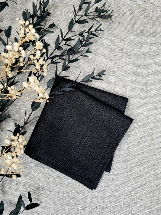 Black linen handkerchief