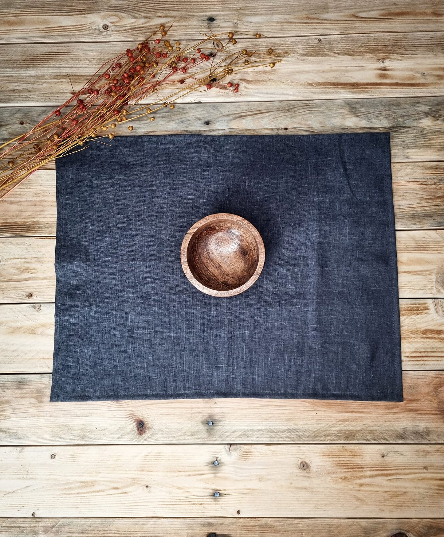 Black linen placemats