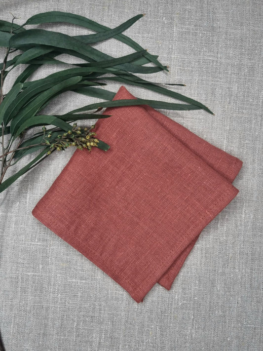 Terracotta linen handkerchief