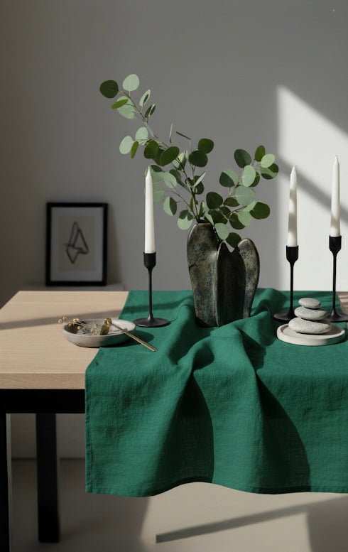 Washed Linen Table Runner – Soft, Rustic & Elegant for Dining Table in Natural Undyed