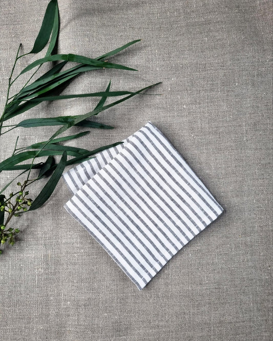 Grey Stripe linen handkerchief