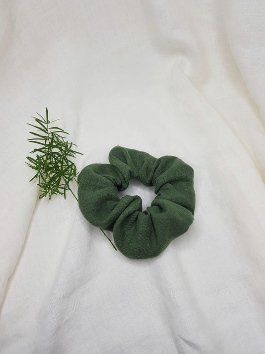 Emerald green linen scrunchie