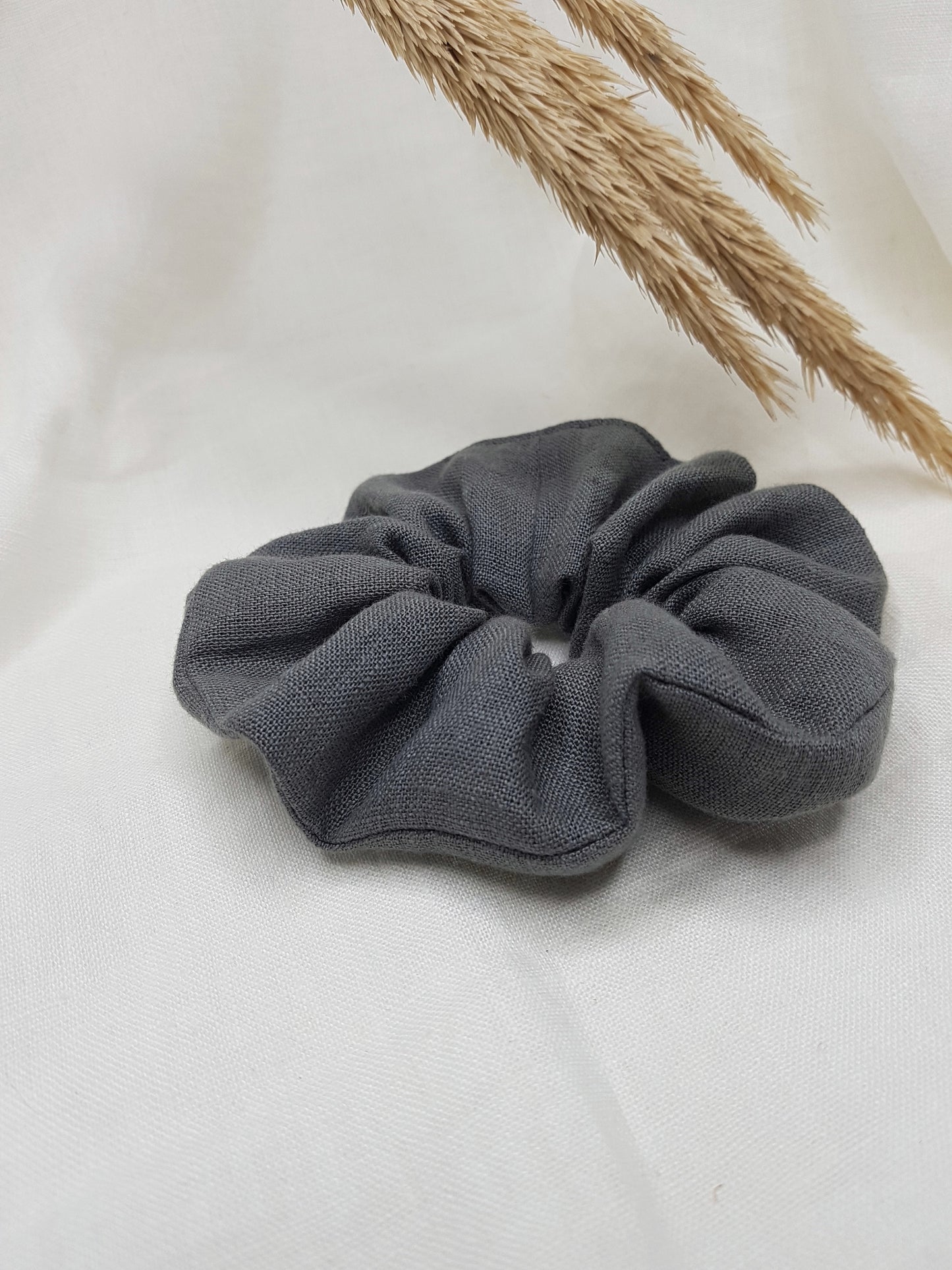 Navy Blue linen scrunchie