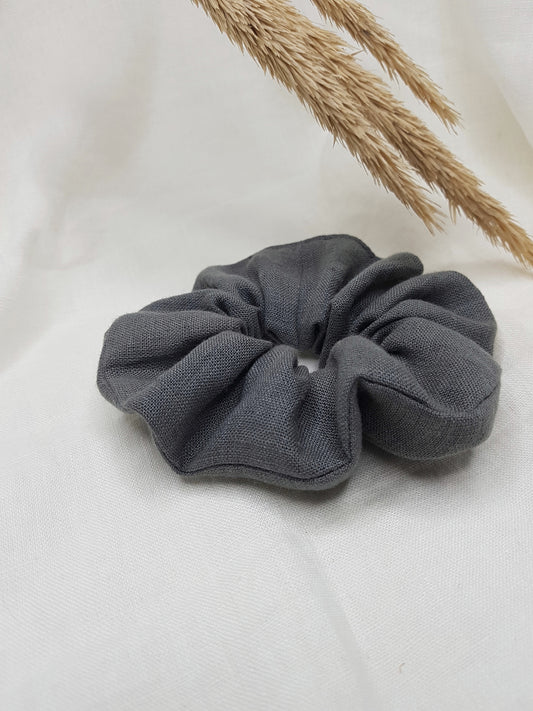 Dark grey linen scrunchie