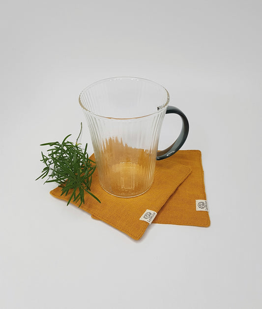 Mustard linen coasters