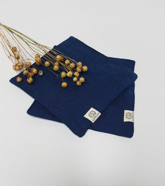 Deep blue linen coasters