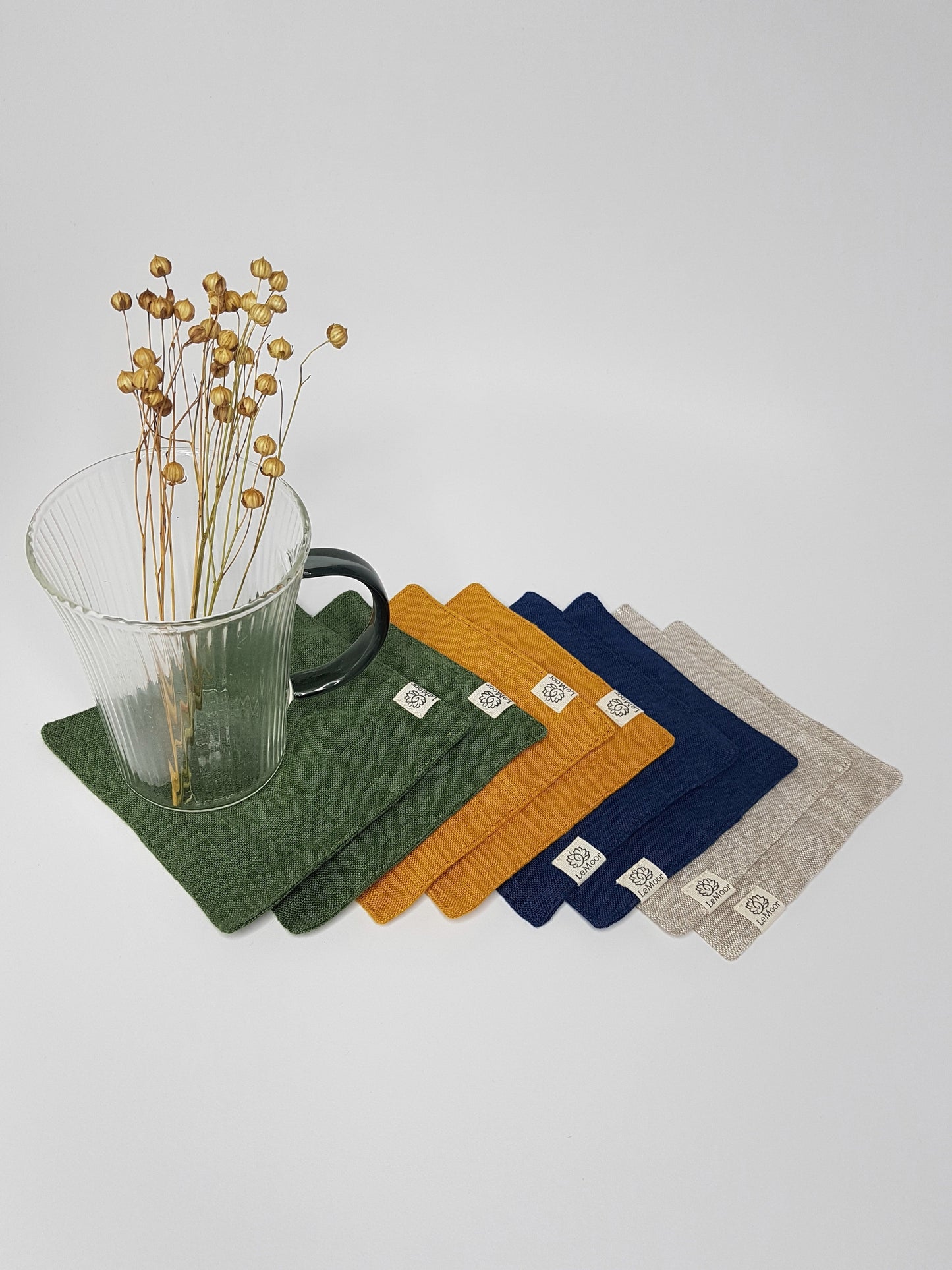 Mustard linen coasters