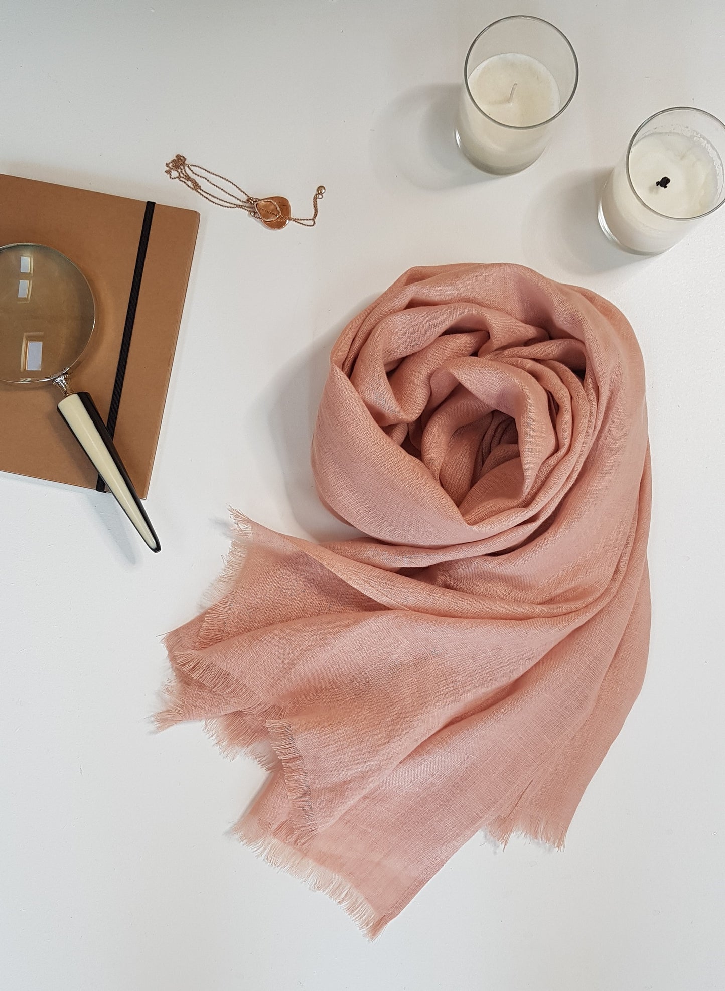 Light pink linen scarf