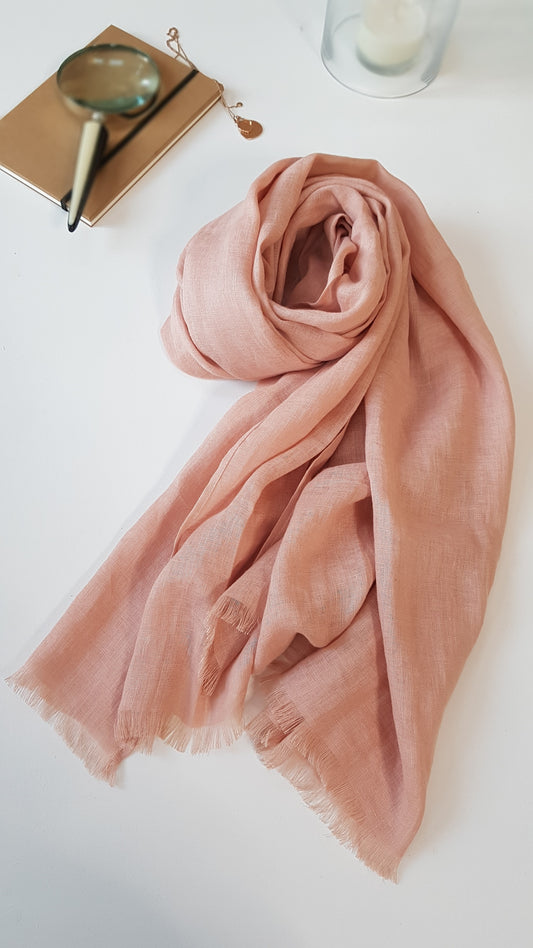 Light pink linen scarf