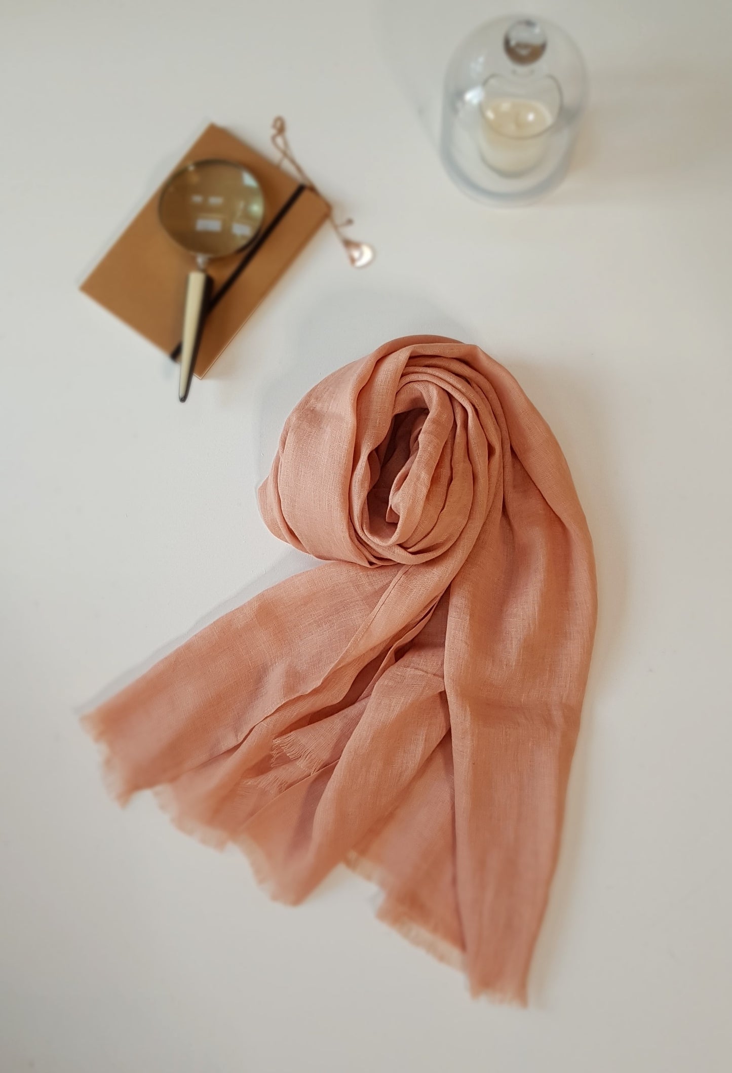 Light pink linen scarf