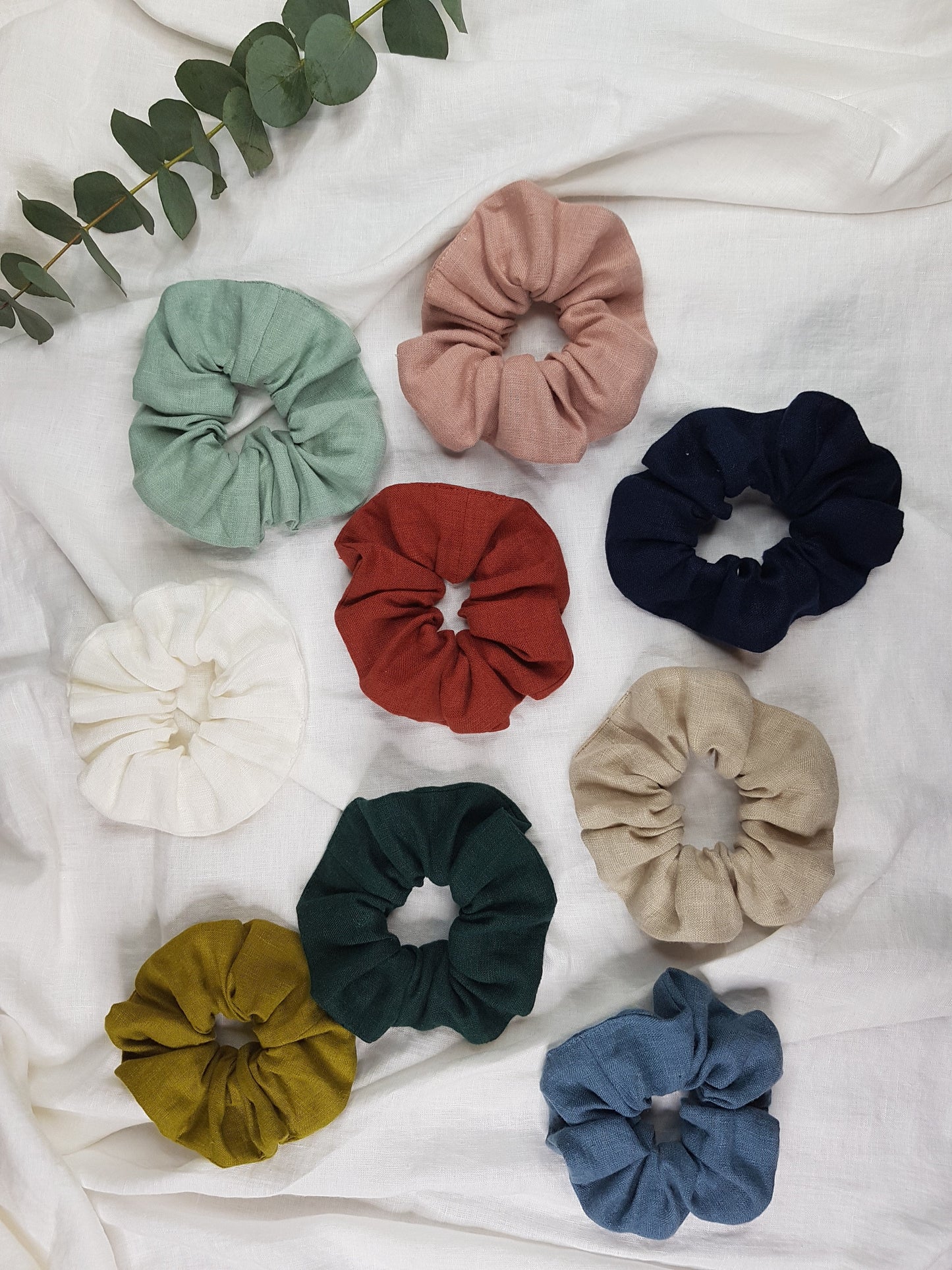 Deep blue linen scrunchie