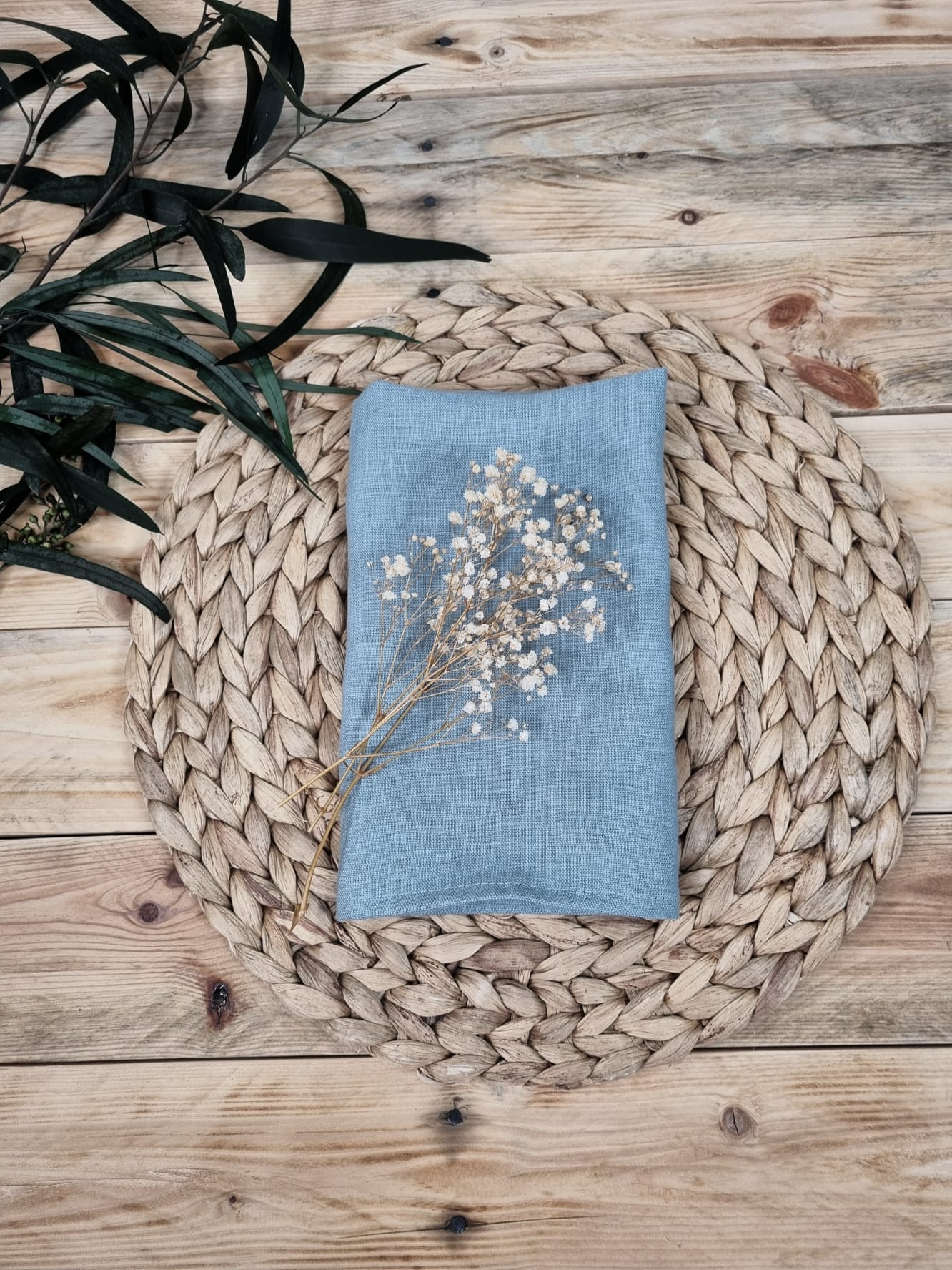 Ocean blue linen napkins