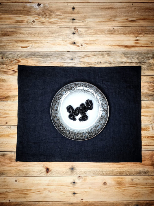 Black linen placemats