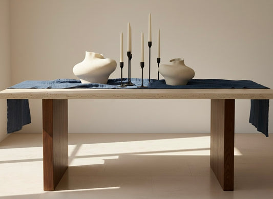 Washed Linen Table Runner – Soft, Rustic & Elegant for Dining Table in Deep Blue