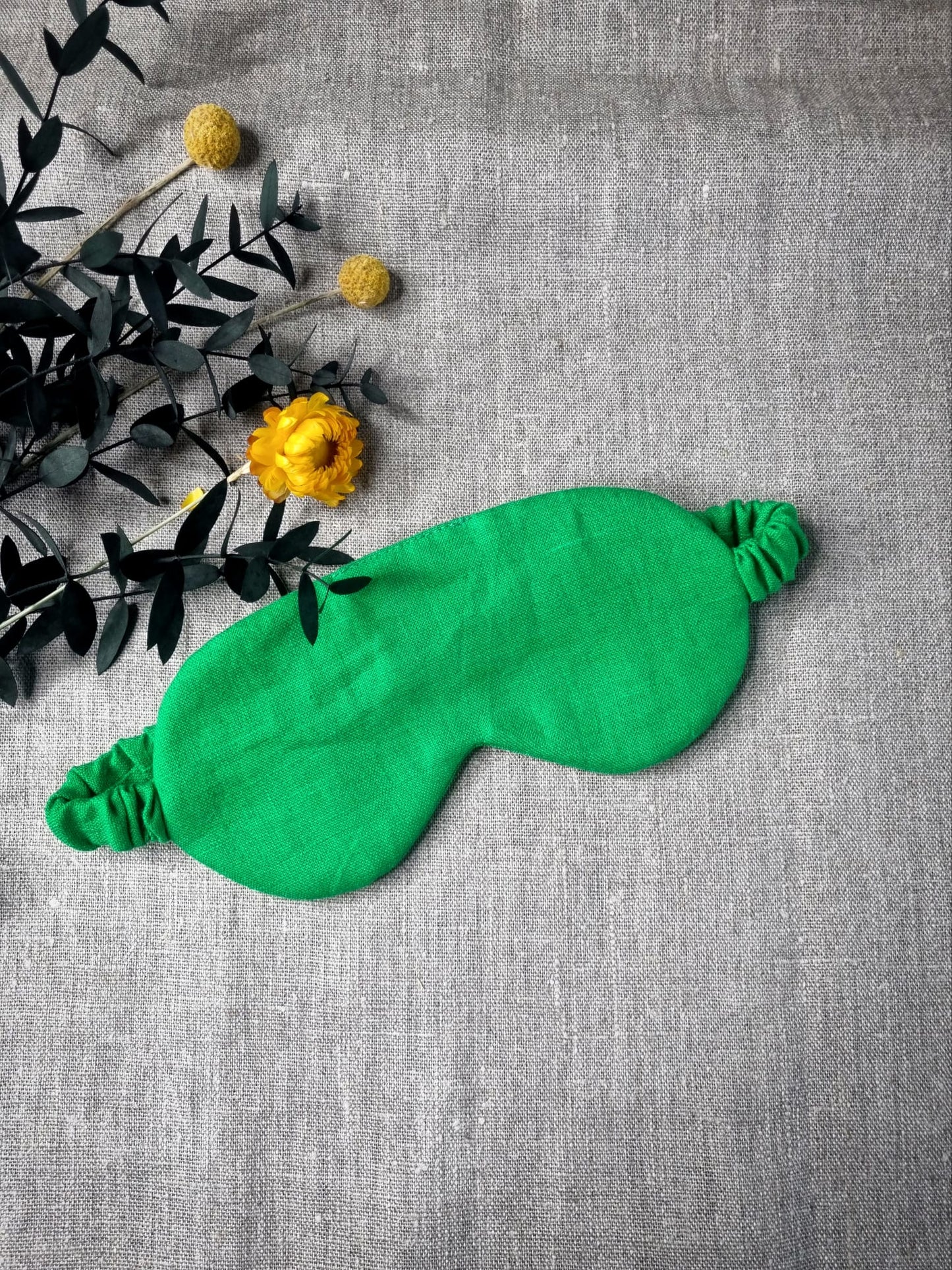 Emerald Green linen sleeping mask