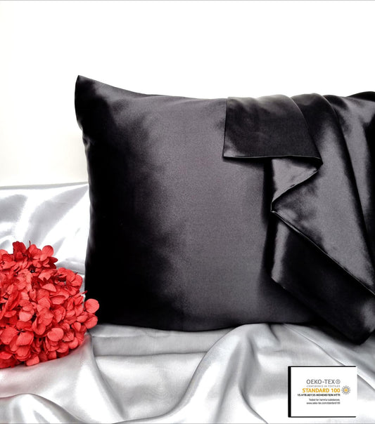 Black 100% Premium Mulberry Silk Pillowcases