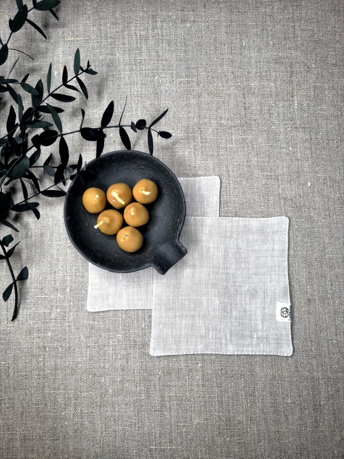 Unpainted flax linen coasters