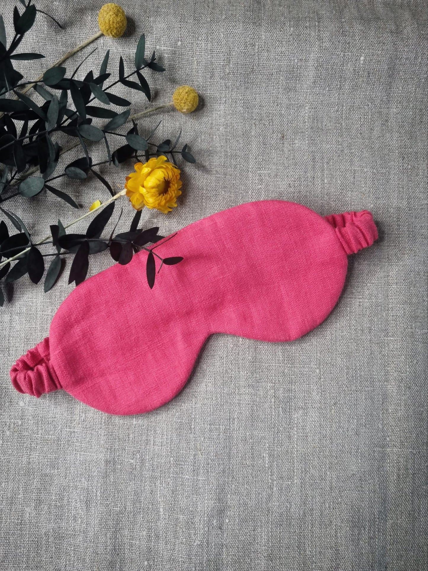 Bright Pink linen sleep mask