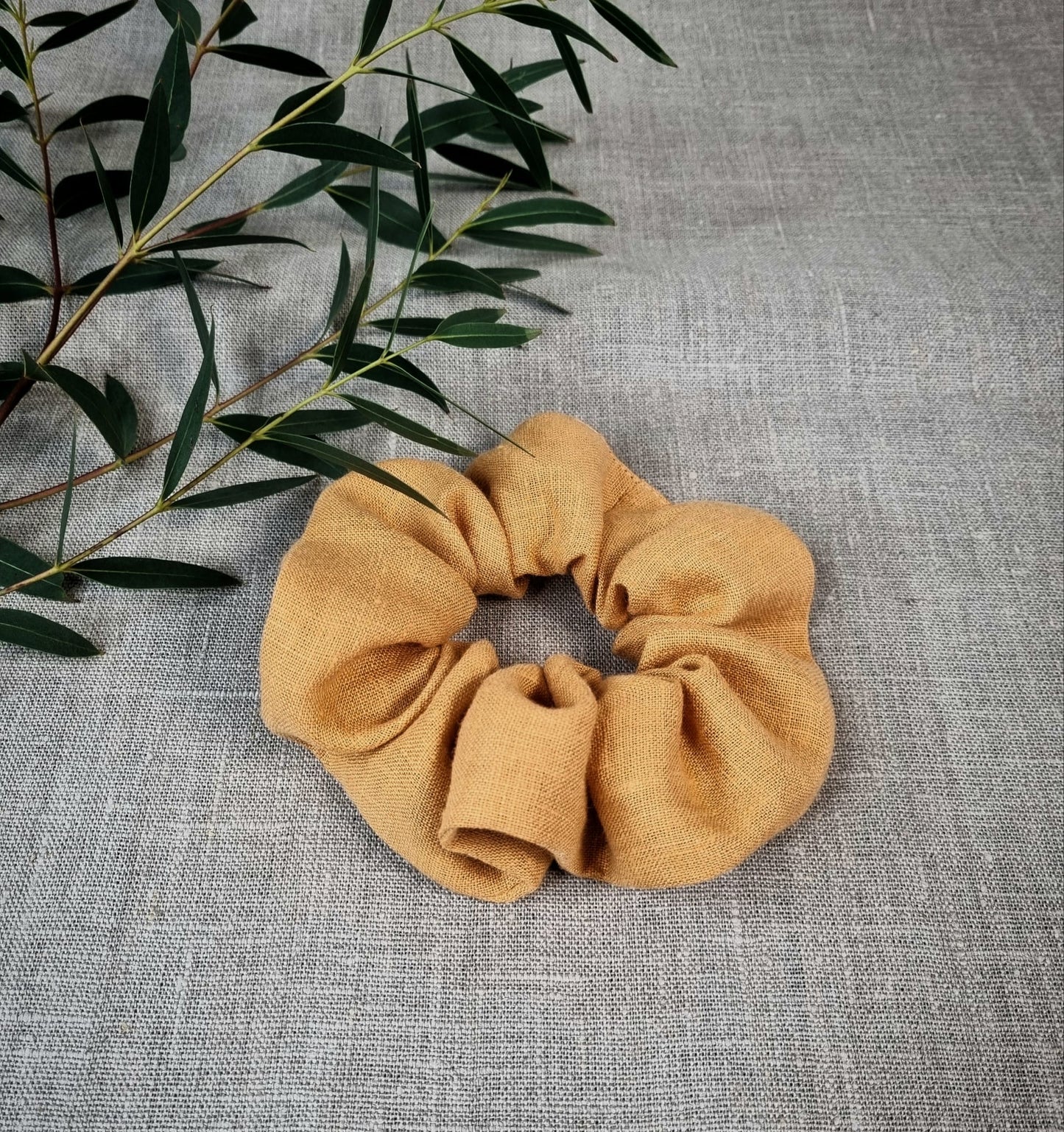 Navy Blue linen scrunchie