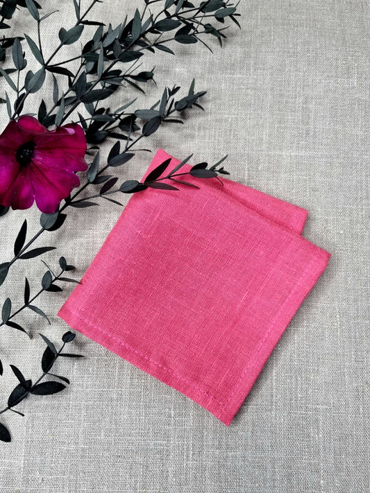 Bright Pink linen handkerchief