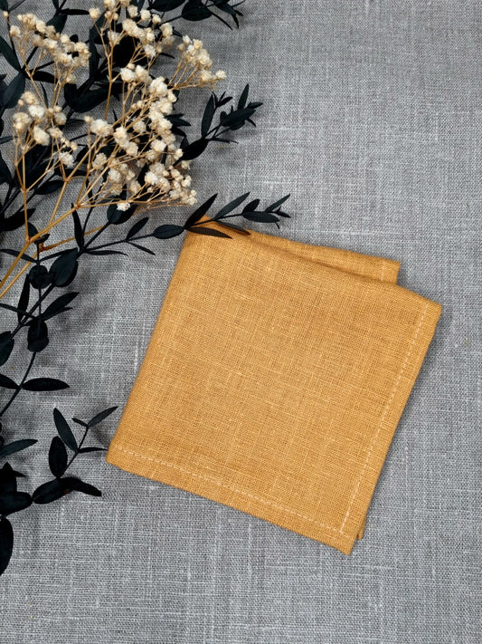 Light Mustard linen handkerchief