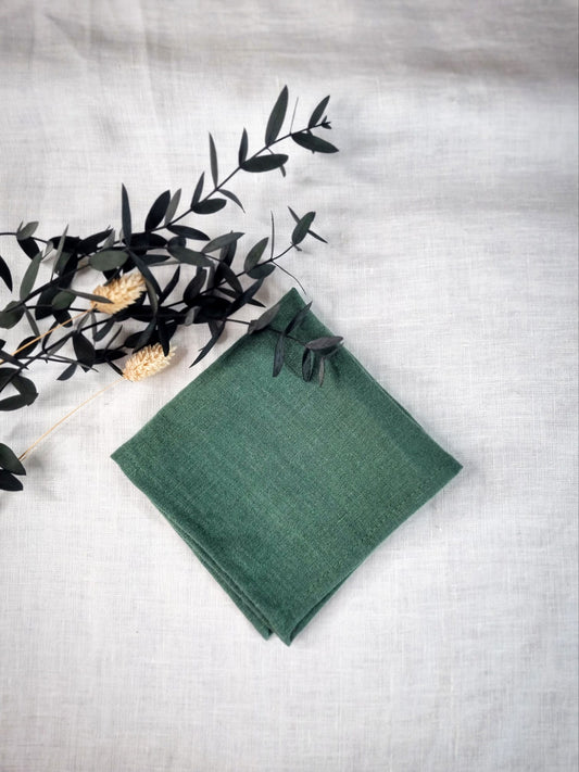 Emerald green linen handkerchiefs
