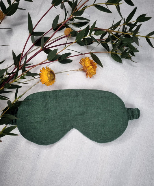 Emerald Green linen sleep mask