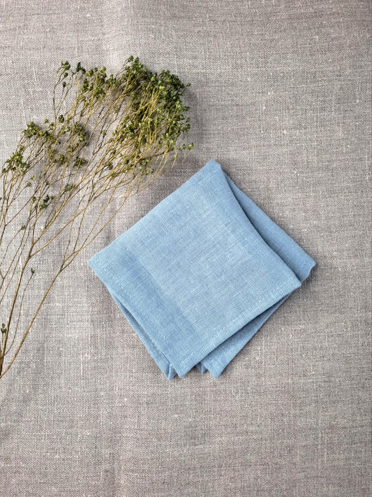 Ocean blue linen handkerchiefs