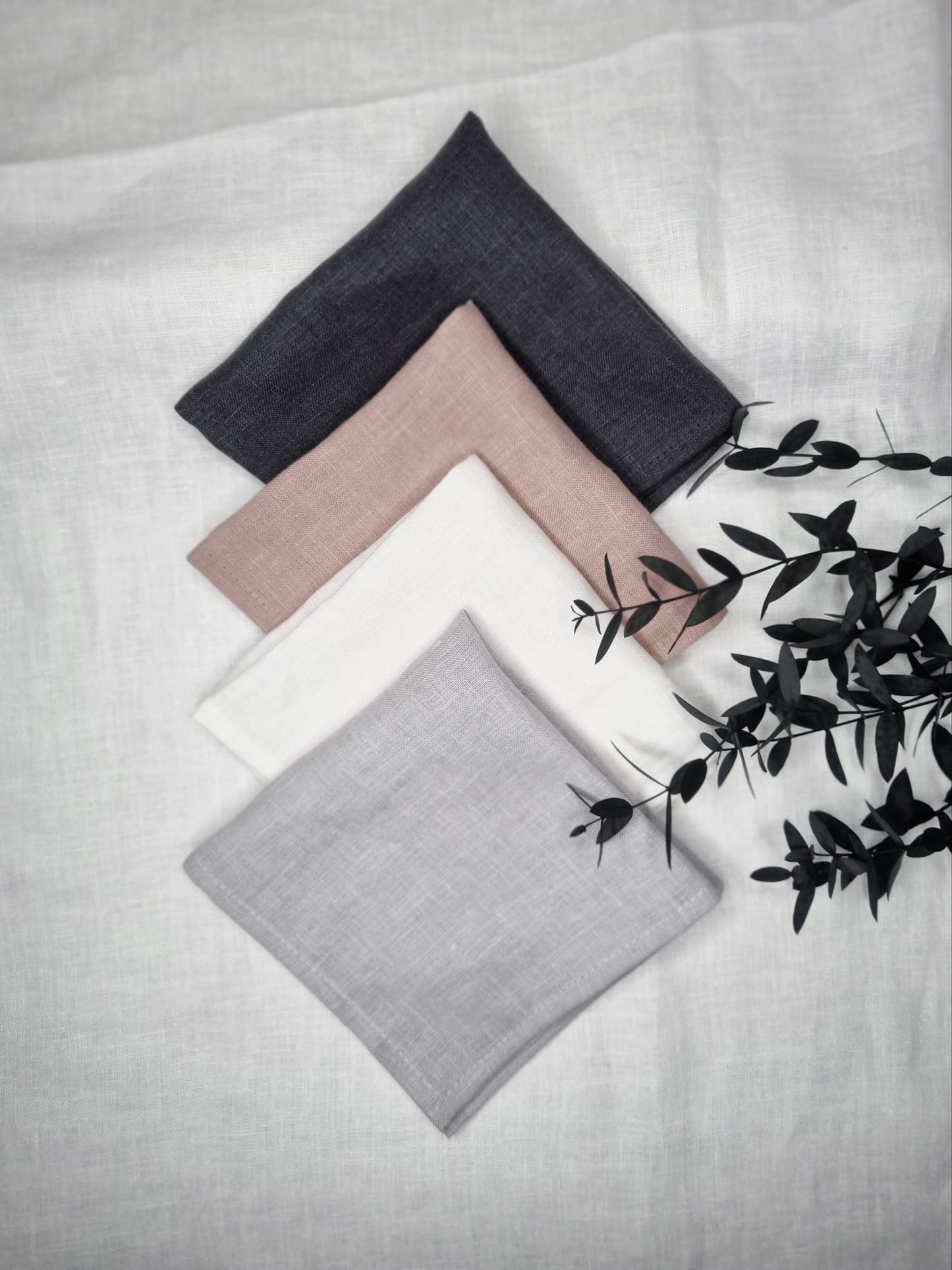 Dark grey linen handkerchiefs