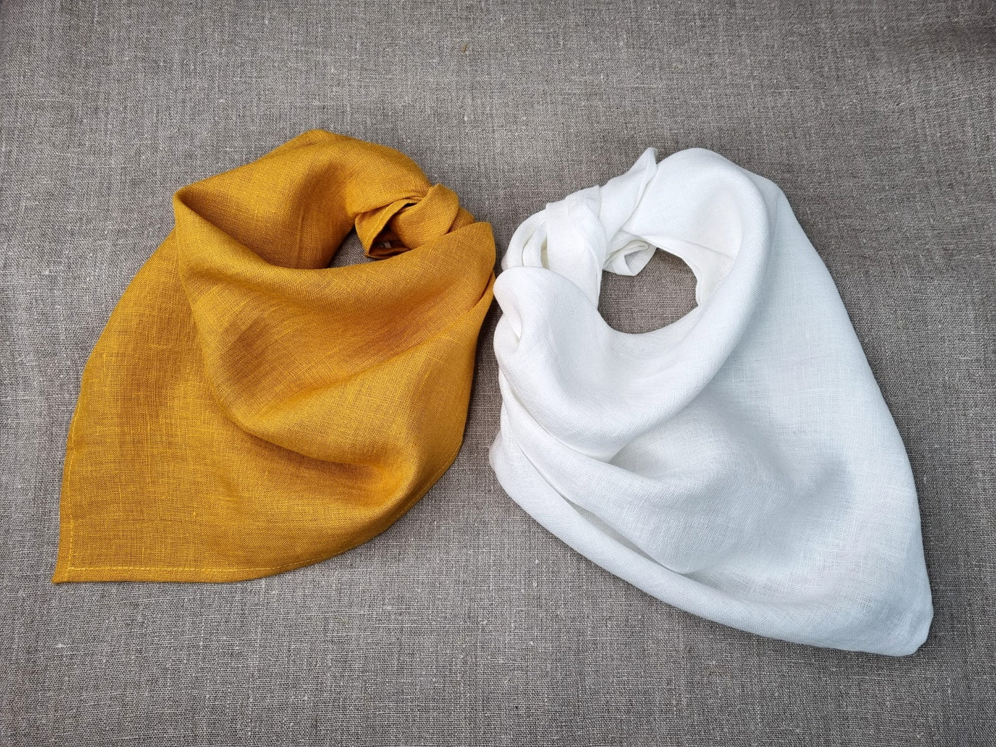 Mustard Linen bandanas, Scarves and Neckerchiefs