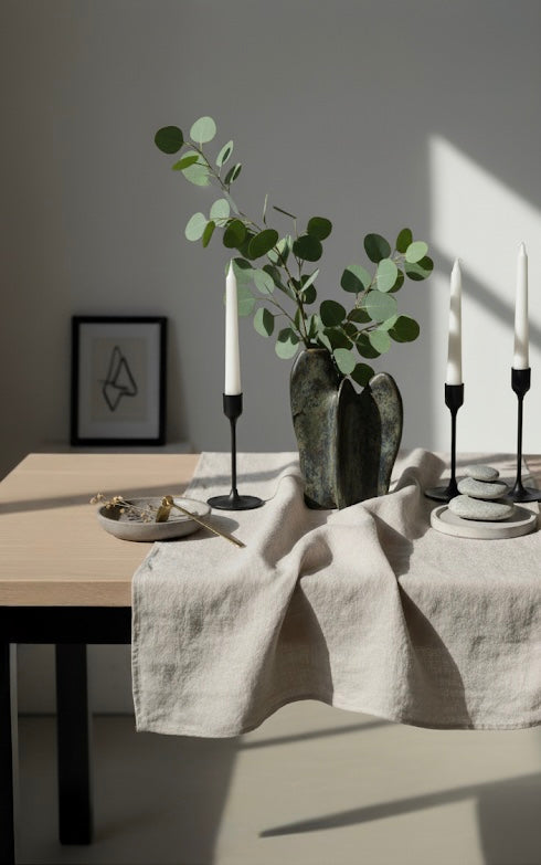 Washed Linen Table Runner – Soft, Rustic & Elegant for Dining Table in Natural Undyed