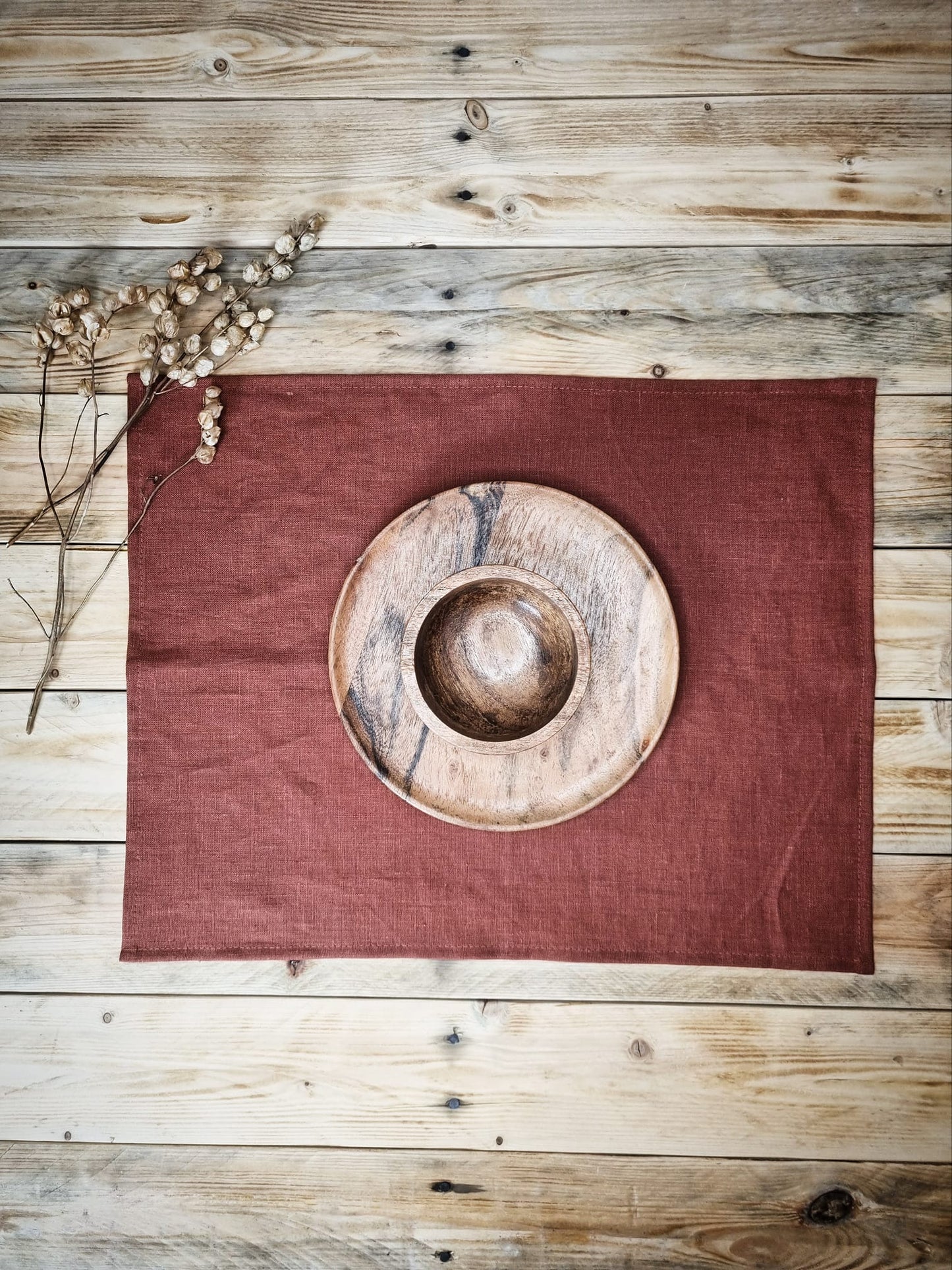 Black linen placemats