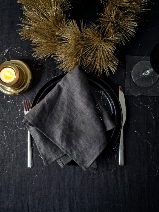 Dark Grey Linen Napkins