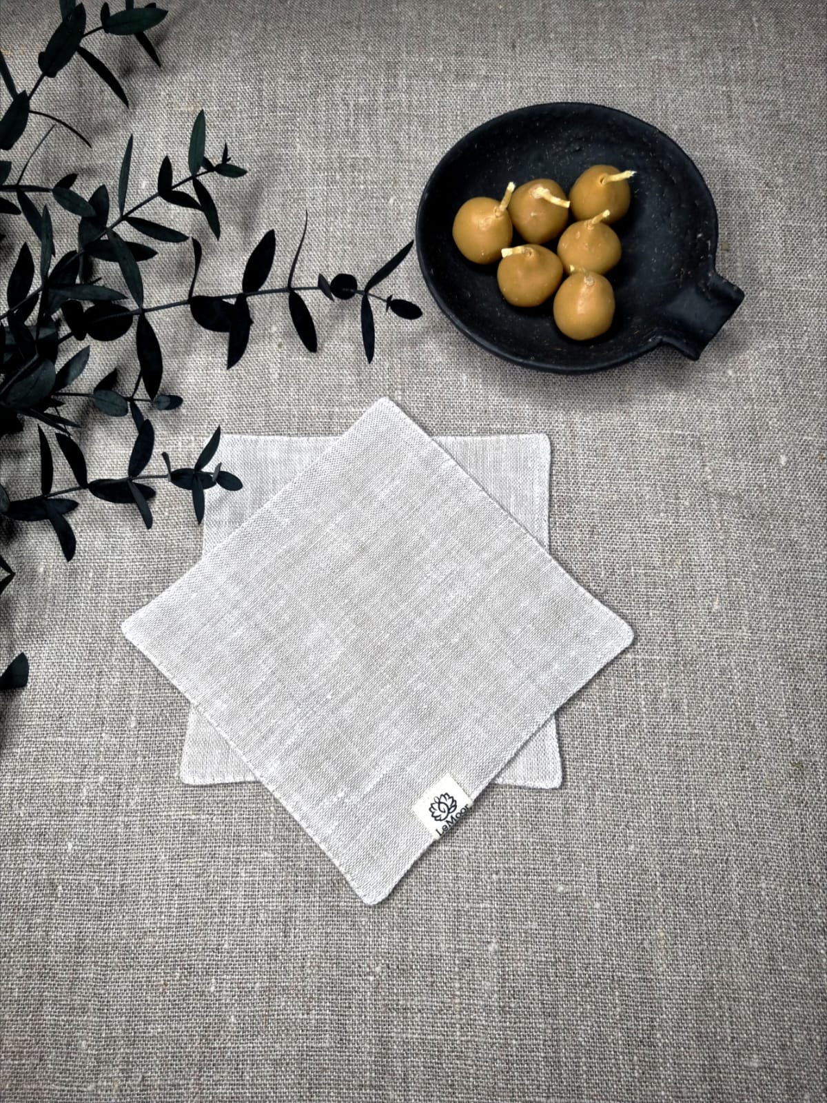 Unpainted flax linen coasters