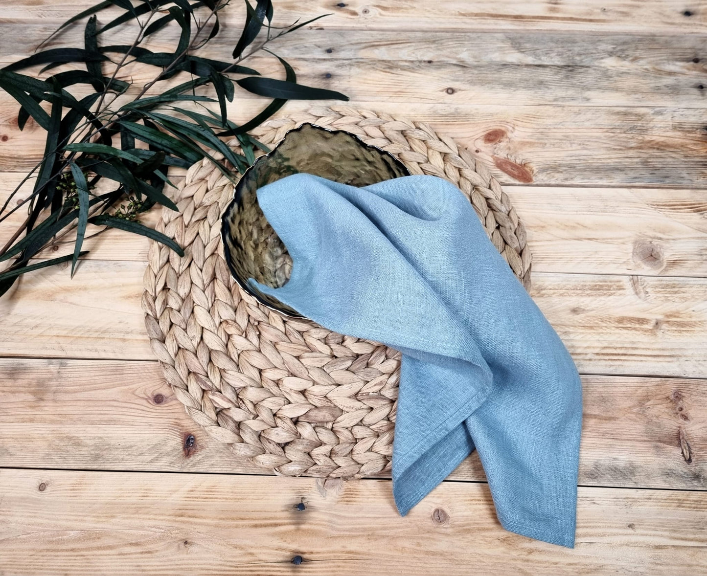 Ocean blue linen napkins