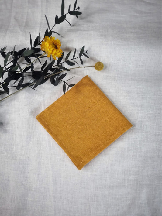 Mustard linen handkerchiefs