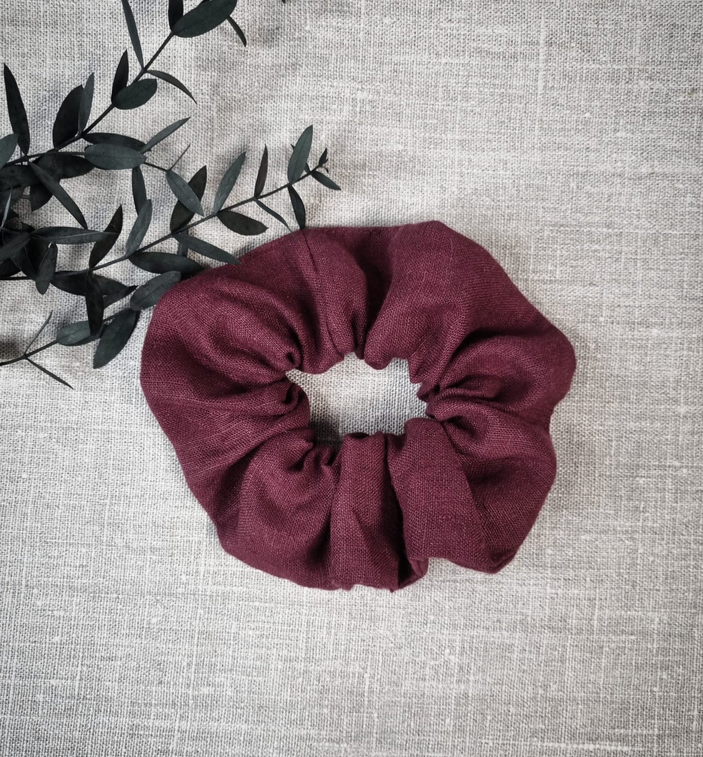 Navy Blue linen scrunchie